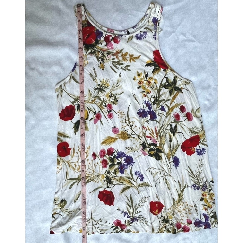 Anthropologie Akemi + Kin Floral Tank Top Womens Medium Boho Crochet Lace Back - Picture 9 of 10